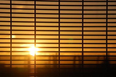 Windows blinds with sunrise clipart