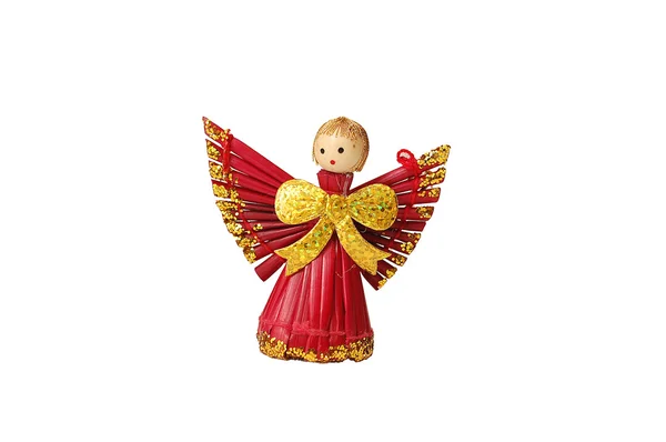 Decorações de Natal - anjo vermelho de palha — Fotografia de Stock