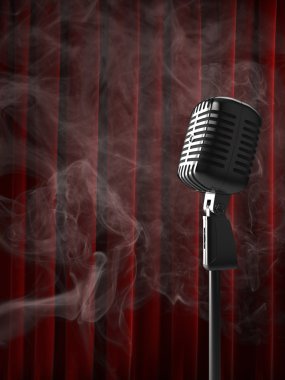 Retro Microphone in a smokey club clipart