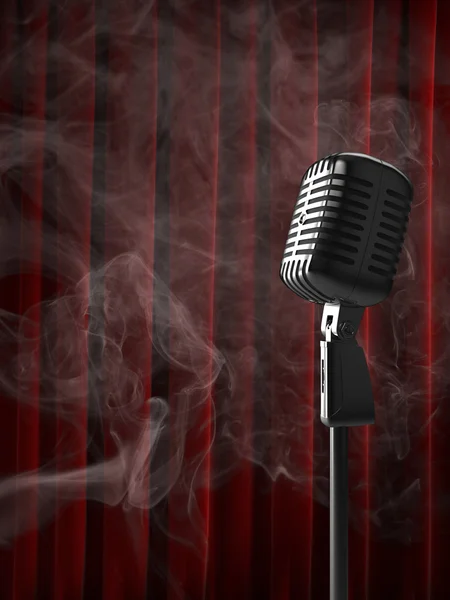 Retro microfoon in een Smokey Club — Stockfoto