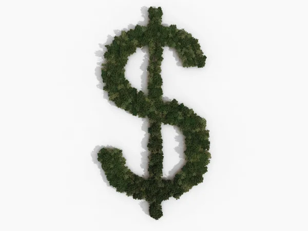 Signo de dólar hecho de árboles —  Fotos de Stock