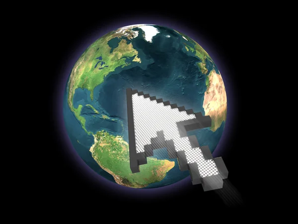 Earth with mouse cursor — Stock Photo, Image