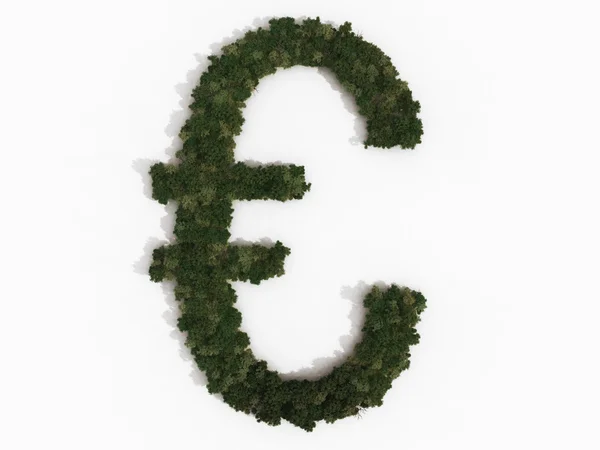 Realistische eurosymbool gemaakt van bomen — Stockfoto