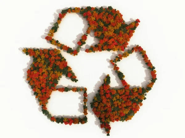 Recycling symbool gemaakt van herfst bomen — Stockfoto