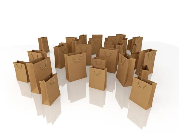 Hnědá nákupní tašky — Stock fotografie