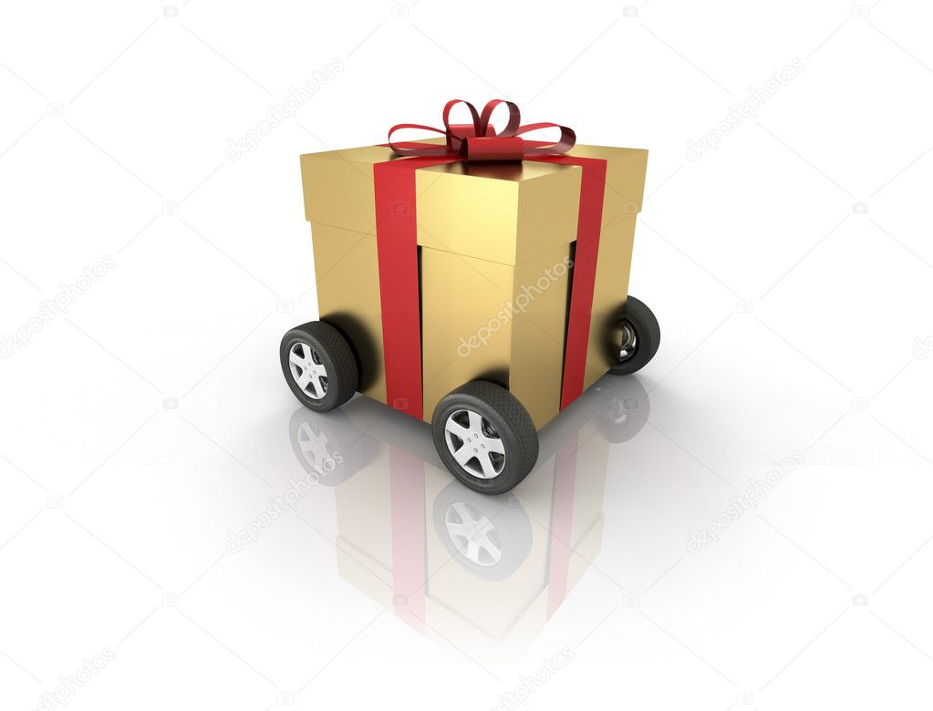 Gift box on wheels
