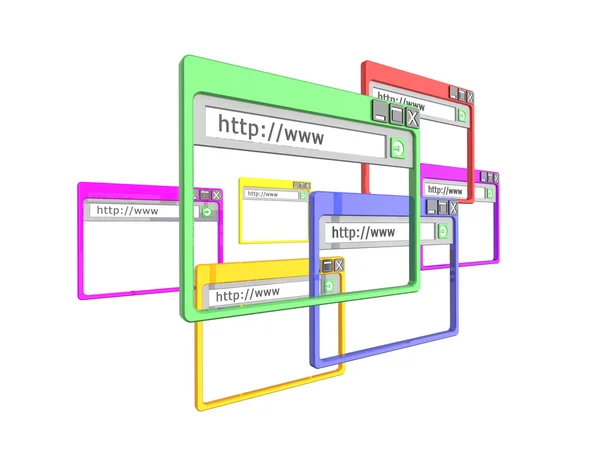 3D окна браузера интернета — стоковое фото