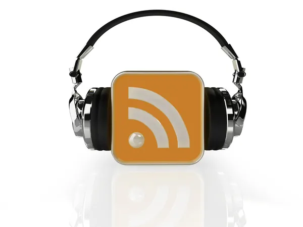 Kulaklıklar ile RSS logo — Stok fotoğraf