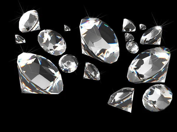 Diamonds on black — Stock Photo, Image