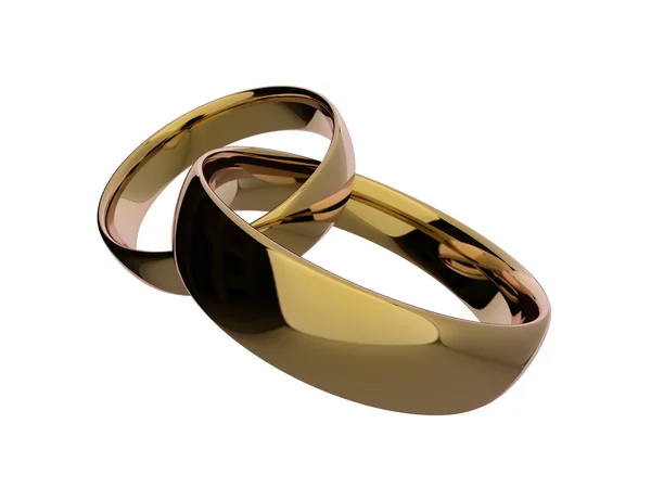 Onderling met elkaar verbonden gouden ringen — Stockfoto