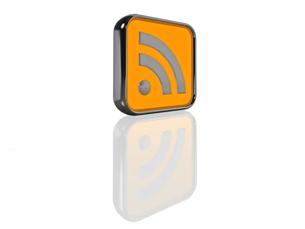 Illuminated 3D RSS Feed Icon — Stock Photo, Image