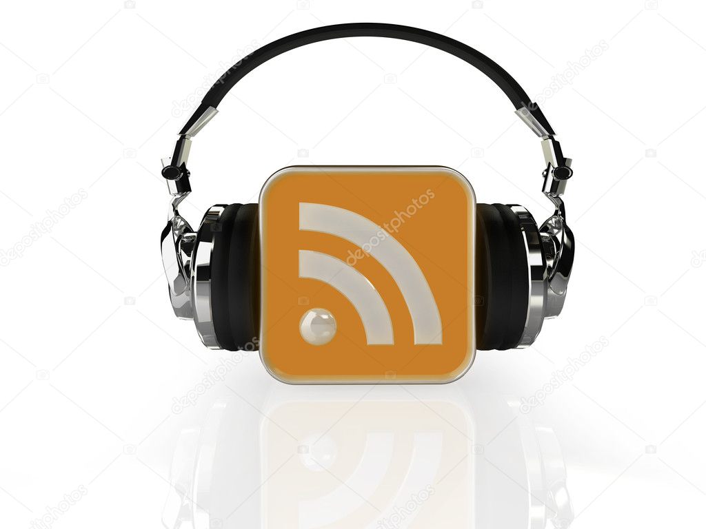 RSS logo with headphones