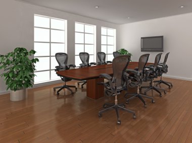 Bright meeting room interior clipart