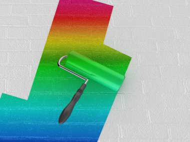 Rainbow paint roller clipart