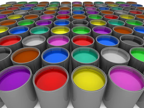 Multi kleur verf blikjes — Stockfoto