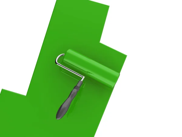 Green paint roller — Stock Photo, Image