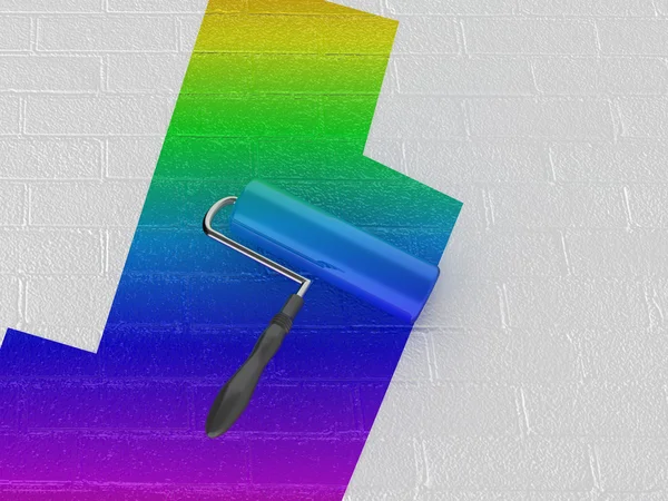 Rainbow paint roller — Stock Photo, Image