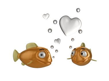 Goldfish in love closeup clipart