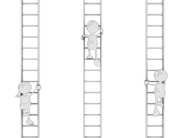 Cartoon men climbing ladders — Stock Photo, Image