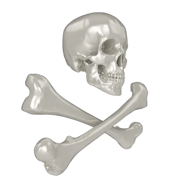 3d череп и перекрещенные кости — стоковое фото