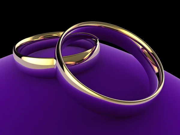 Anéis de casamento na almofada — Fotografia de Stock