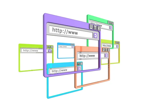3D окна браузера интернета — стоковое фото