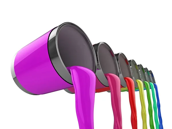 Rainbow paint cans — Stock Photo, Image