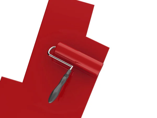 Rodillo de pintura rojo — Foto de Stock