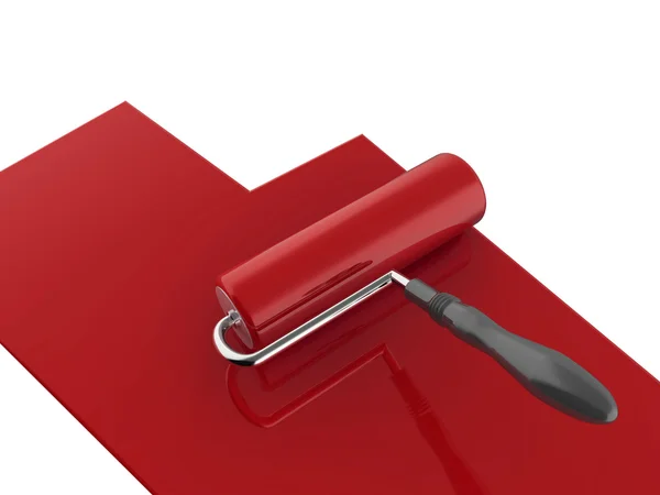 Rolo de tinta vermelha — Fotografia de Stock