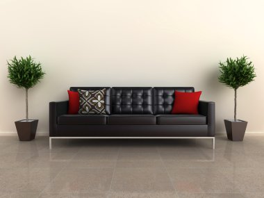 Designer sofa with plants clipart