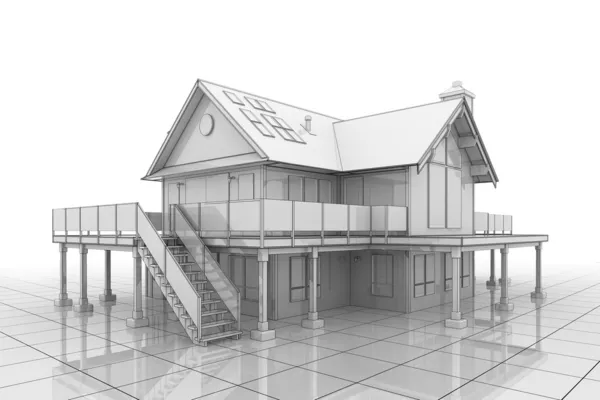 3D-blauwdruk huis — Stockfoto