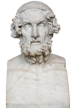 White marble statue of the greek poet Homer clipart