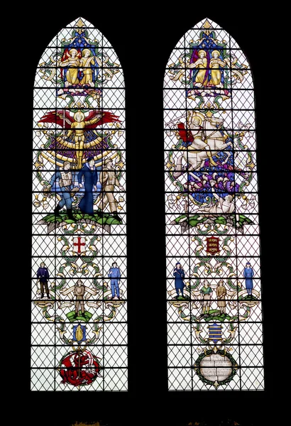 stock image Colored glass windows in the Salisbury Cathedra