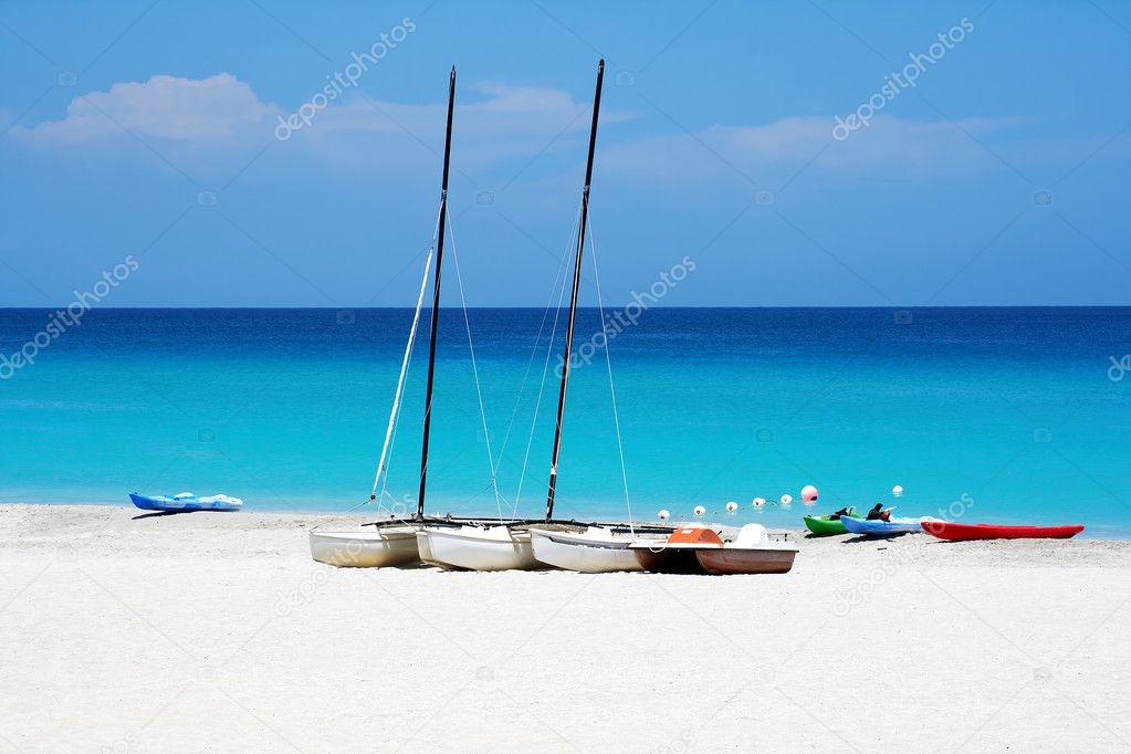 Watersports boats in the cuban beach of Varadero