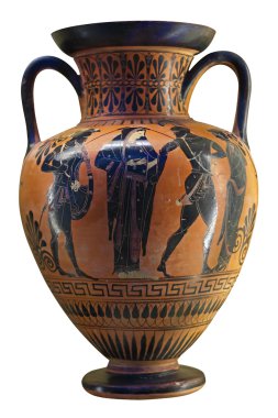 Ancient greek vase in black over red ceramic clipart