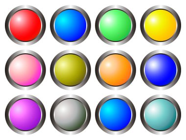 beyaz izole renkli 3d düğme kümesi