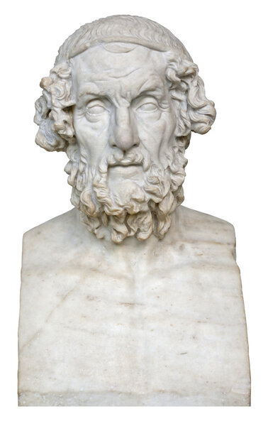 White marble bust of the greek poet Homer