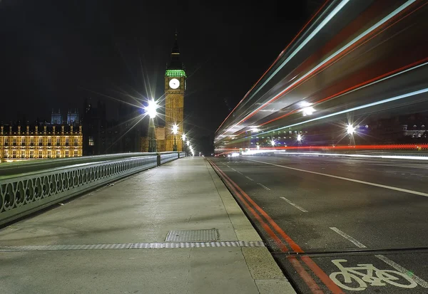 The Big Ben and Westminster Bridge at night — Stock Photo, Image