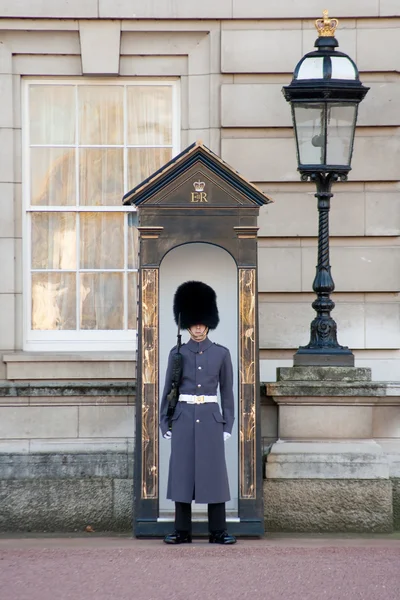 Guardias Reales en el Palacio de Buckingham en Londres — Foto de Stock