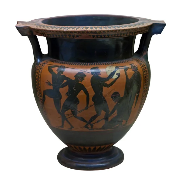 Vase grec antique en céramique noire sur rouge — Photo