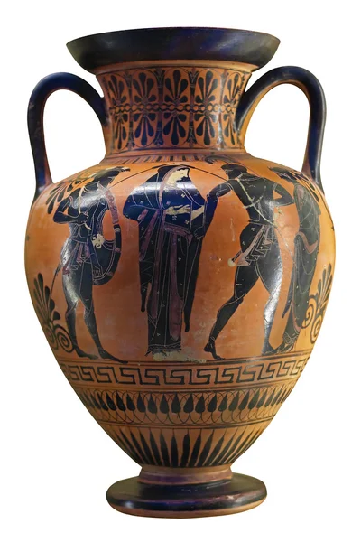 Antike griechische Vase in schwarz über roter Keramik — Stockfoto