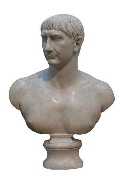 Busto in marmo bianco dell'imperatore romano Traiano — Foto Stock