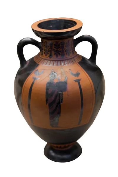 Florero griego antiguo en negro sobre cerámica roja —  Fotos de Stock