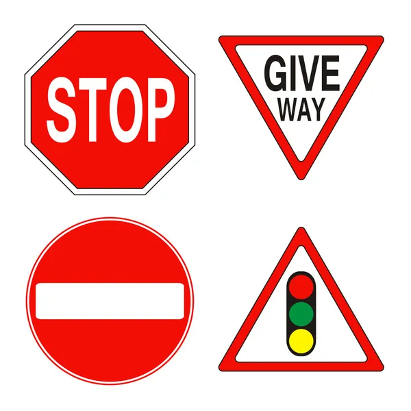 Warning and prohibition traffic signs — Stock Photo, Image