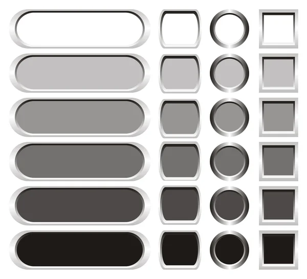 Metallic buttons in shades from white to black — Stock Photo, Image
