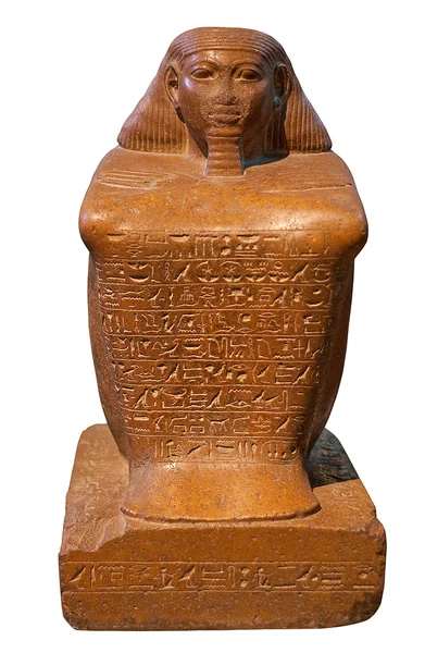 Древняя египетская статуя сидящего человека с привет — стоковое фото