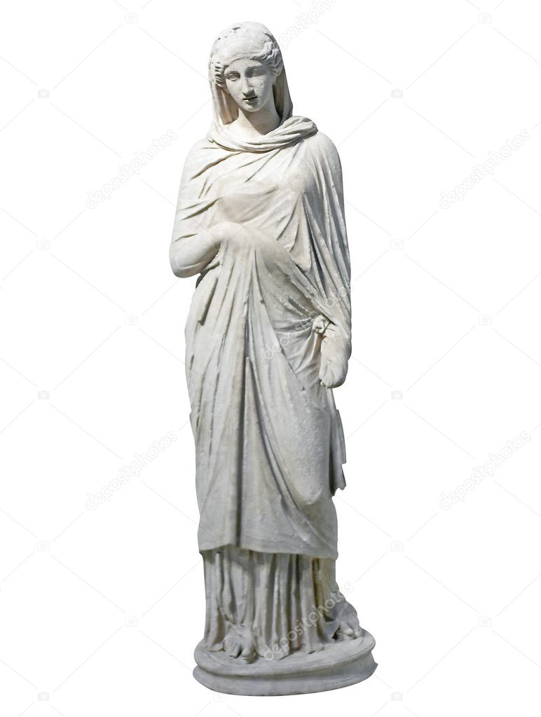 Old marble statue of a young woman