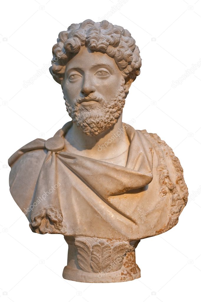 Marble bust of the roman emperor Marcus Aurelius
