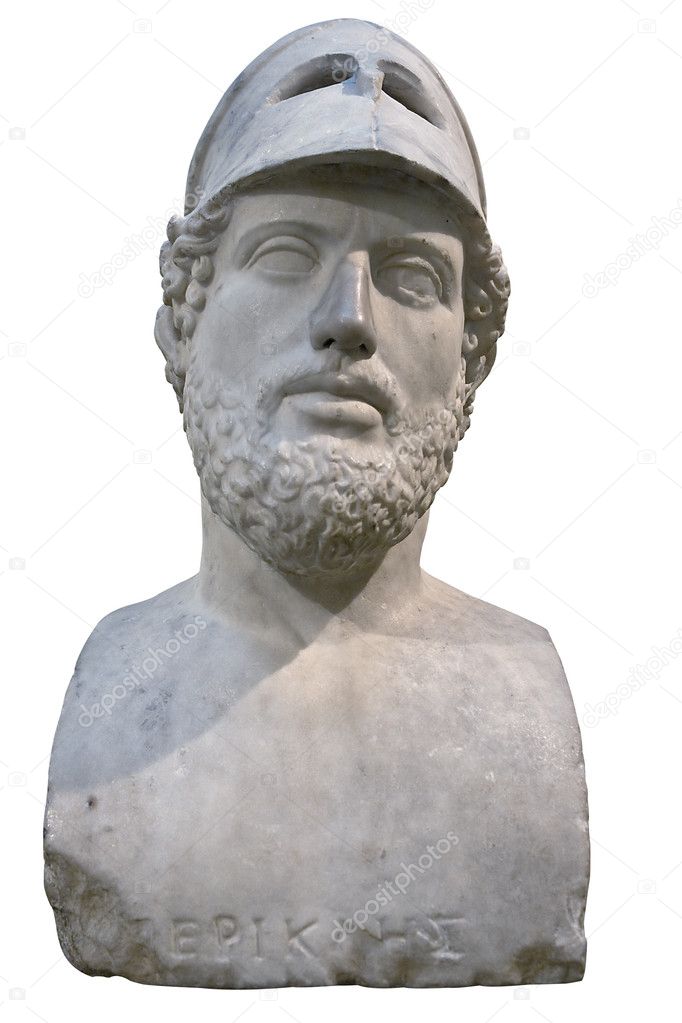 Bust of the greek statesman Pericles isolated wi