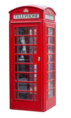 Red telephone booth in London clipart